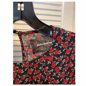 Reformation Rose Red Floral Dress